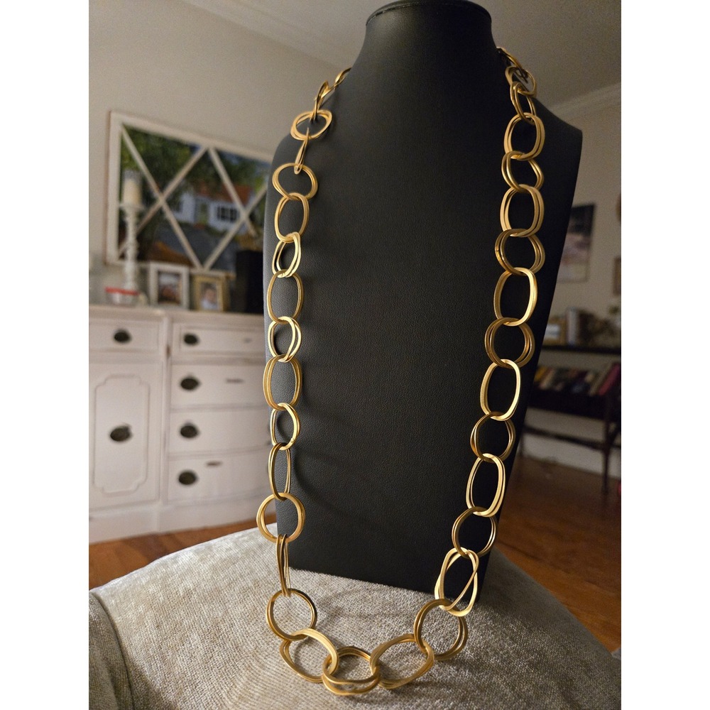 Premier Designs Goldtone Double Link Necklace Vintage